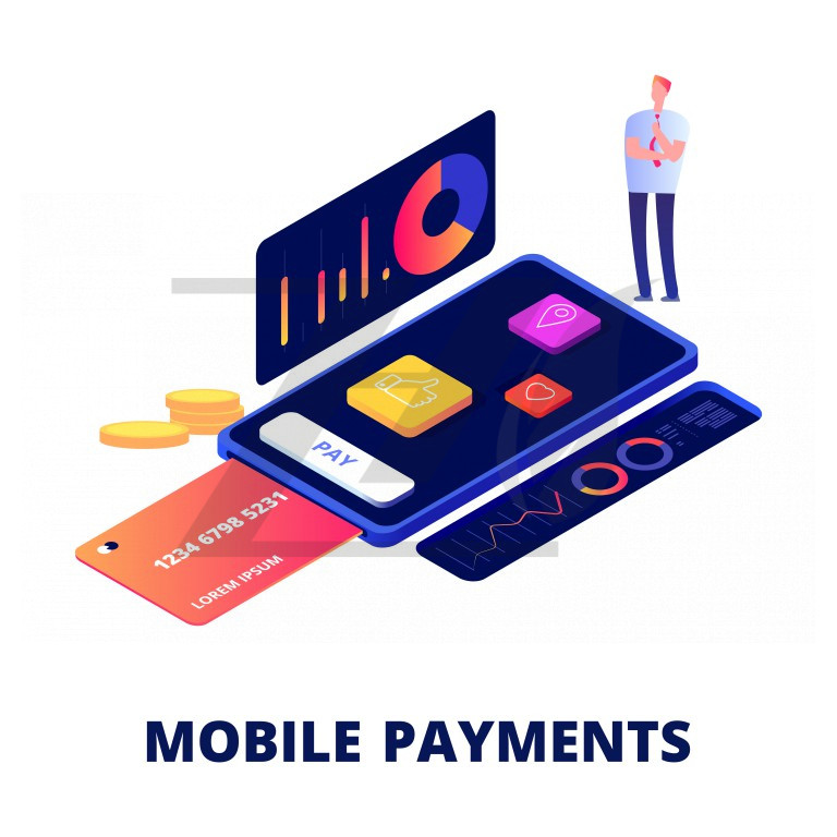 وکتور طرح پرداخت آنلاین در گوشی موبایل