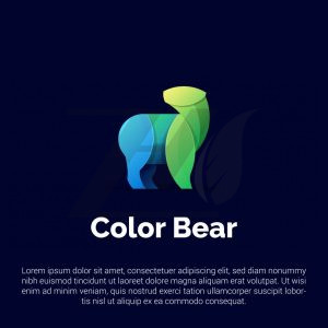 لوگو سه بعدی طرح خرس رنگارنگ با پس زمینه تیره