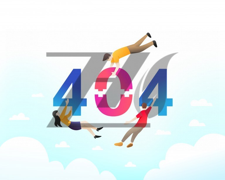 وکتور خطا 404 طرح آویزان شدن افراد به عدد