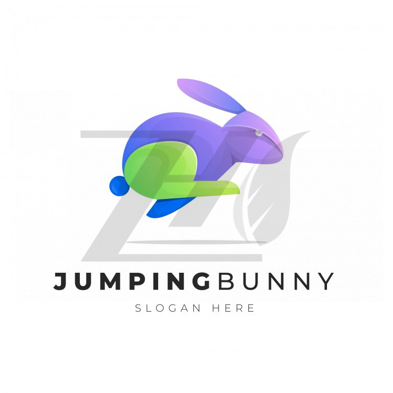 لوگو سه بعدی طرح خرگوش رنگارنگ با پس زمینه روشن