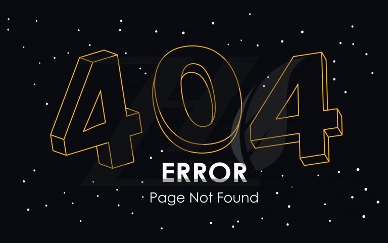 وکتور طرح خطا 404 رنگ تیره با پس زمینه مشکی