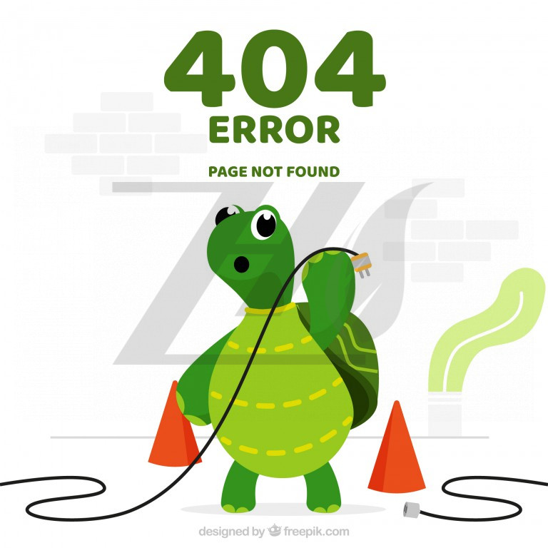 وکتور خطا 404 طرح لاک پشت رنگ روشن