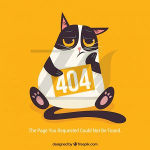وکتور خطا 404 طرح گربه ناراحت رنگ روشن