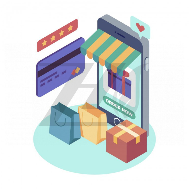 وکتور طرح خرید آنلاین با کارت اعتباری در تلفن همراه