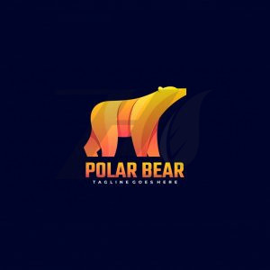 لوگو طرح خرس قطبی رنگ نارنجی با پس زمینه تیره