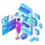 وکتور طرح مشتری درحال خرید اینترنتی طرح سه بعدی