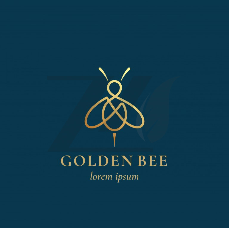 لوگو سه بعدی طرح زنبور عسل رنگ زرد با پس زمینه تیره