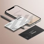 فایل لایه باز موکاپ کارت ویزیت طرح صفحه گوشی هوشمند و قلم مداد فایل لایه باز موکاپ کارت ویزیت طرح صفحه گوشی هوشمند و قلم مداد