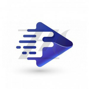 لوگو F و پخش کننده موسیقی رنگ آبی