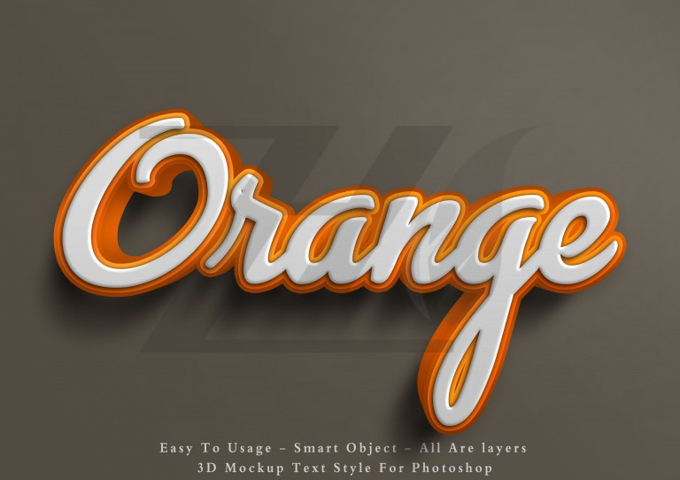 فایل لایه باز موکاپ لوگو تایپ رنگ سفید و نارنجی با پس زمینه تیره