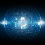 وکتور نماد ارز دیجیتال بیت کوین طرح تاریک رنگ آبی