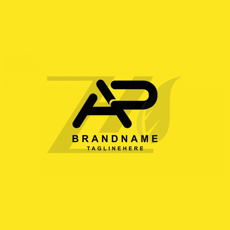 لوگو تایپ طرح حرف AP رنگ مشکی با پس زمینه زرد