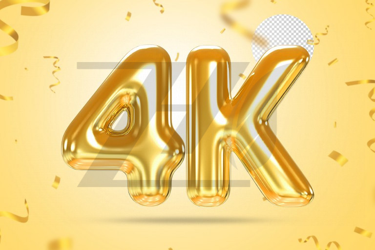 فایل لایه باز 4k دنبال کننده طرح بادکنک رنگ طلایی