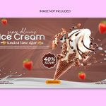 قالب پست اینستاگرام طرح بستنی فروشی رنگ روشن