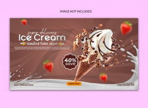 قالب پست اینستاگرام طرح بستنی فروشی رنگ روشن