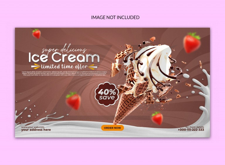 فایل لایه باز بنر تبلیغاتی طرح بستنی فروشی