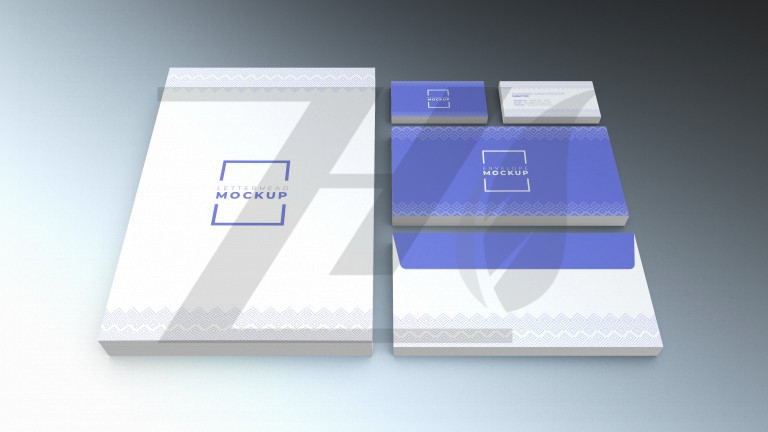 فایل لایه باز موکاپ کارت ویزیت رنگ آبی و سفید