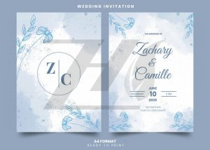 فایل لایه باز کارت دعوت عروسی رنگ آبی