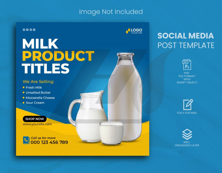 قالب پست اینستاگرام طرح فروش بطری شیر