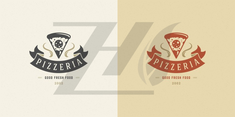 لوگو طرح پیتزا در دو سبک مختلف