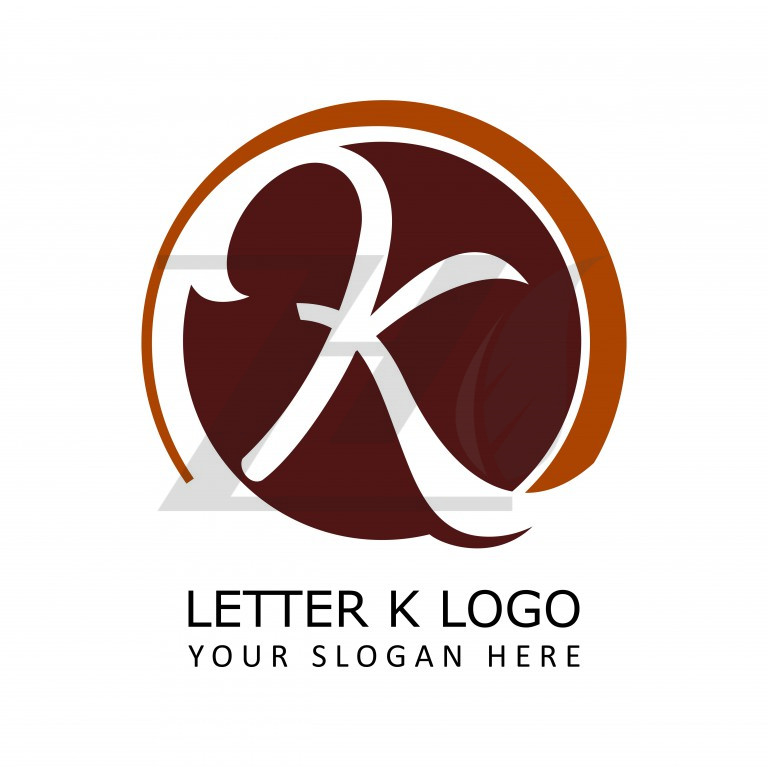 لوگو تایپ طرح حرف K رنگ قهوه ای با پس زمینه سفید