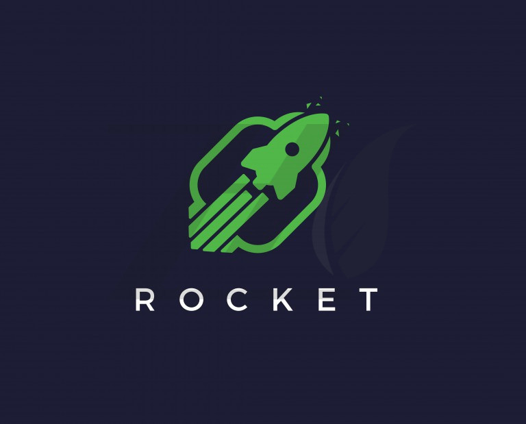 لوگو پرتاب فناوری پیشرفته موشک سبز رنگ