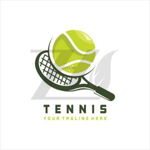 وکتور نماد ورزش تنیس راکت و توپ تنیس