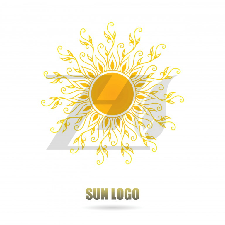 وکتور لوگو طرح خورشید رنگ زرد با پس زمینه سفید
