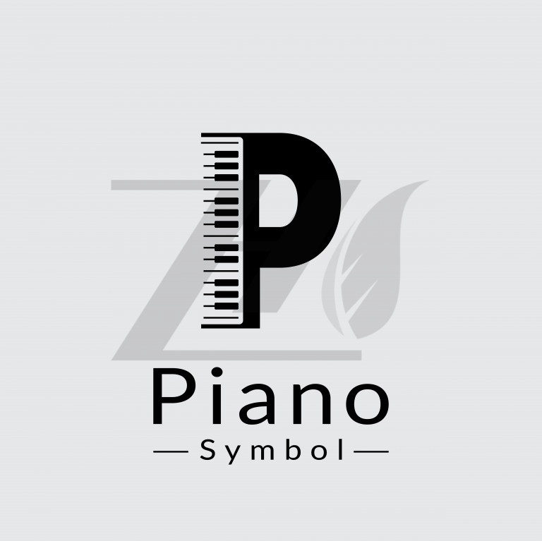 لوگو پیانو مشکی حرف P