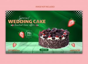 فایل لایه باز کیک عروسی پس زمینه سبز