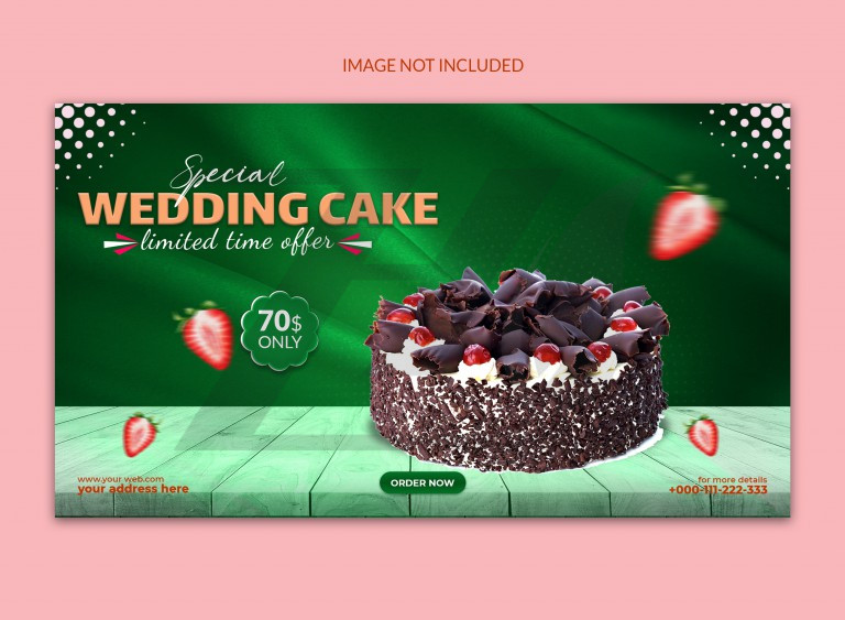 قالب پست اینستاگرام طرح کیک عروسی پس زمینه سبز