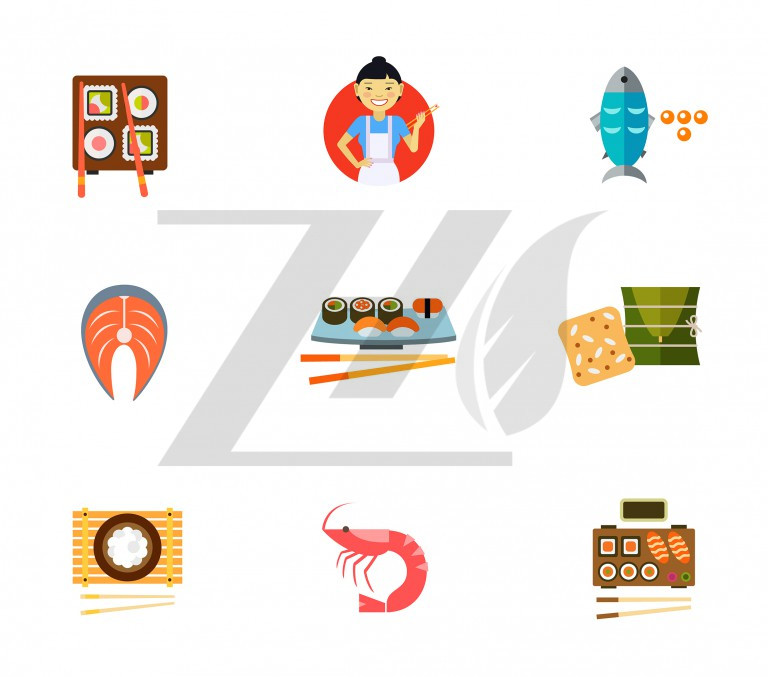 مجموعه آیکون غذای سنتی ژاپنی