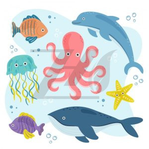 مجموعه حیوانات زیر آب و دریایی