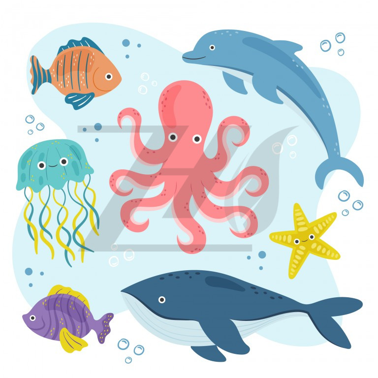 مجموعه حیوانات زیر آب و دریایی