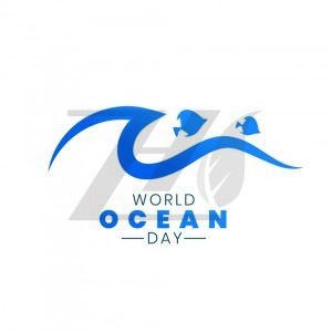 وکتور مفهوم روز جهانی اقیانوس به سبک لوگو با ماهی
