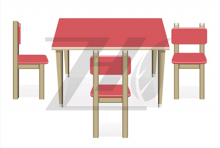 وکتور میز و صندلی قرمز رنگ با پس زمینه سفید