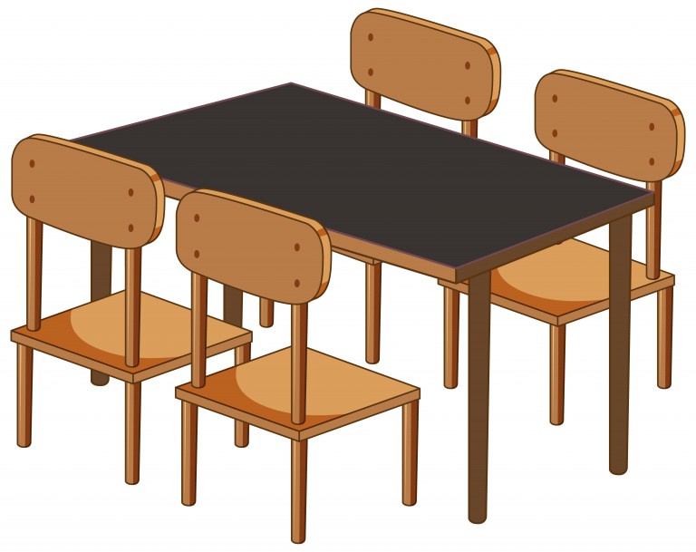 وکتور میز با چهار صندلی چوبی