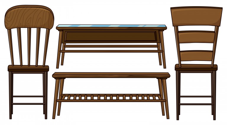وکتور میز صندلی های چوبی