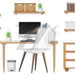 وکتور ست مبلمان طراحی داخلی فضای کار پس زمینه سفید (2)