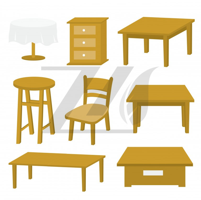 وکتور چوبی طرح میز و صندلی