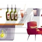 وکتور ست وسایل داخلی کافه طرح کارتونی