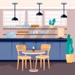 وکتور طراحی داخلی کافه مدرن