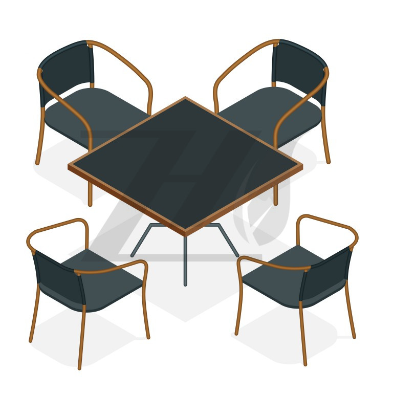 وکتور میز و صندلی مدرن پس‌زمینه سفید تصویر برداری ایزومتریک سه بعدی تخت