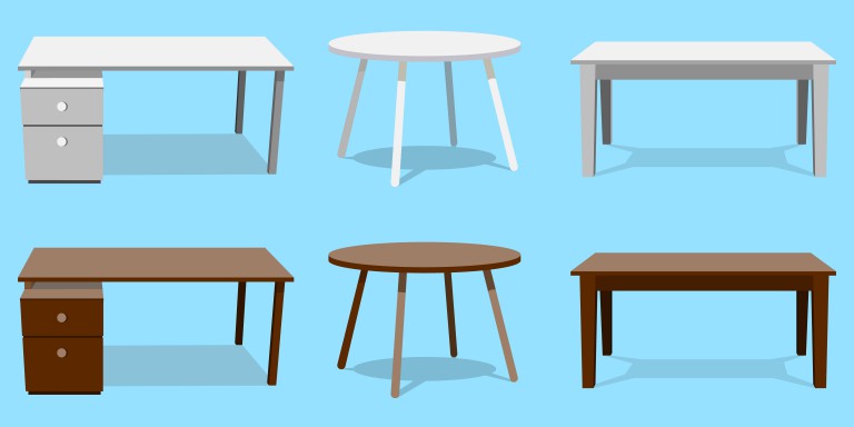 مجموعه میز چوبی با رنگهای سفید و قهوه ای