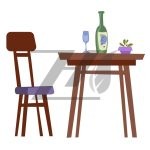 وکتور میز و صندلی چوبی طرح شیشه شراب به سبک کارتونی