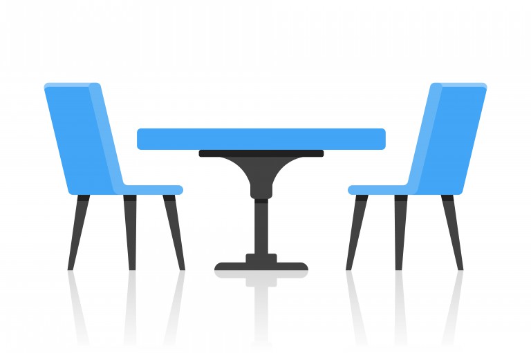 نماد وکتور میز و صندلی دونفره ابی رنگ
