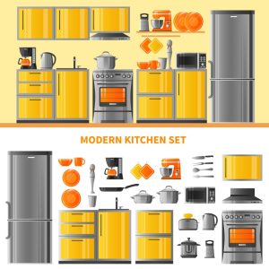 وکتور مفهوم طراحی داخلی  آشپزخانه