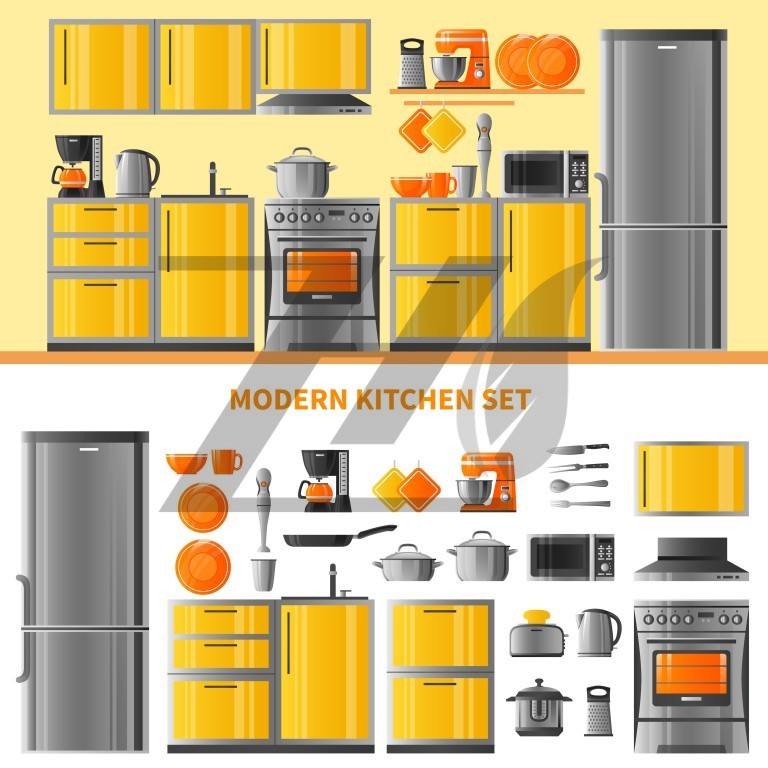 وکتور مفهوم طراحی داخلی  آشپزخانه