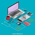 وکتور طرح عناصر لپ تاپ و دستگاه های الکترونیکی