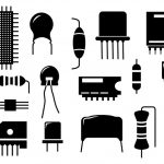 وکتور اجزای الکترونیکی سیاه نمادهادی مدار الکتریکی قطعات نیمه هادی دیود مقاومت ترانزیستور عناصر خازن مجموعه وکتور